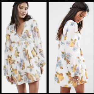 NWT Free People Multicolor Floral Long Sleeve Babydoll Dress
